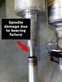 Damaged spindle before replacement fabrication